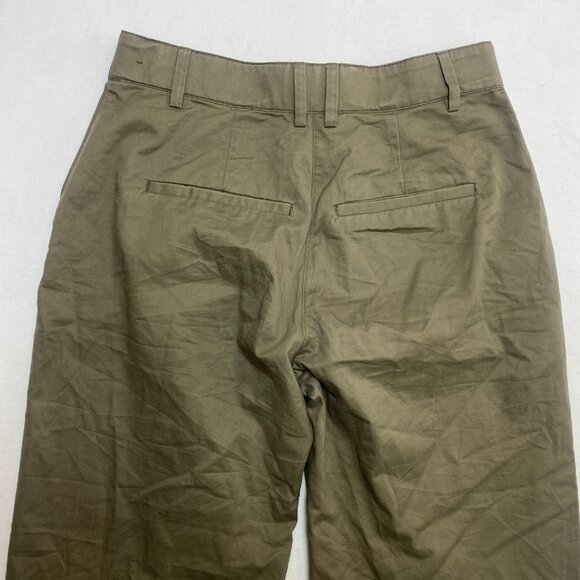 VINTAGE Abercrombie & Fitch Pants Womens S Olive Green Wide Leg Chino Pull - Picture 9 of 10